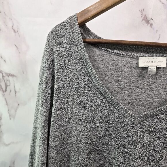 Lucky Brand Shirt Womens 2X XXL Gray V Neck Long Sleeve Raglan Jersey Knit - Picture 2 of 12